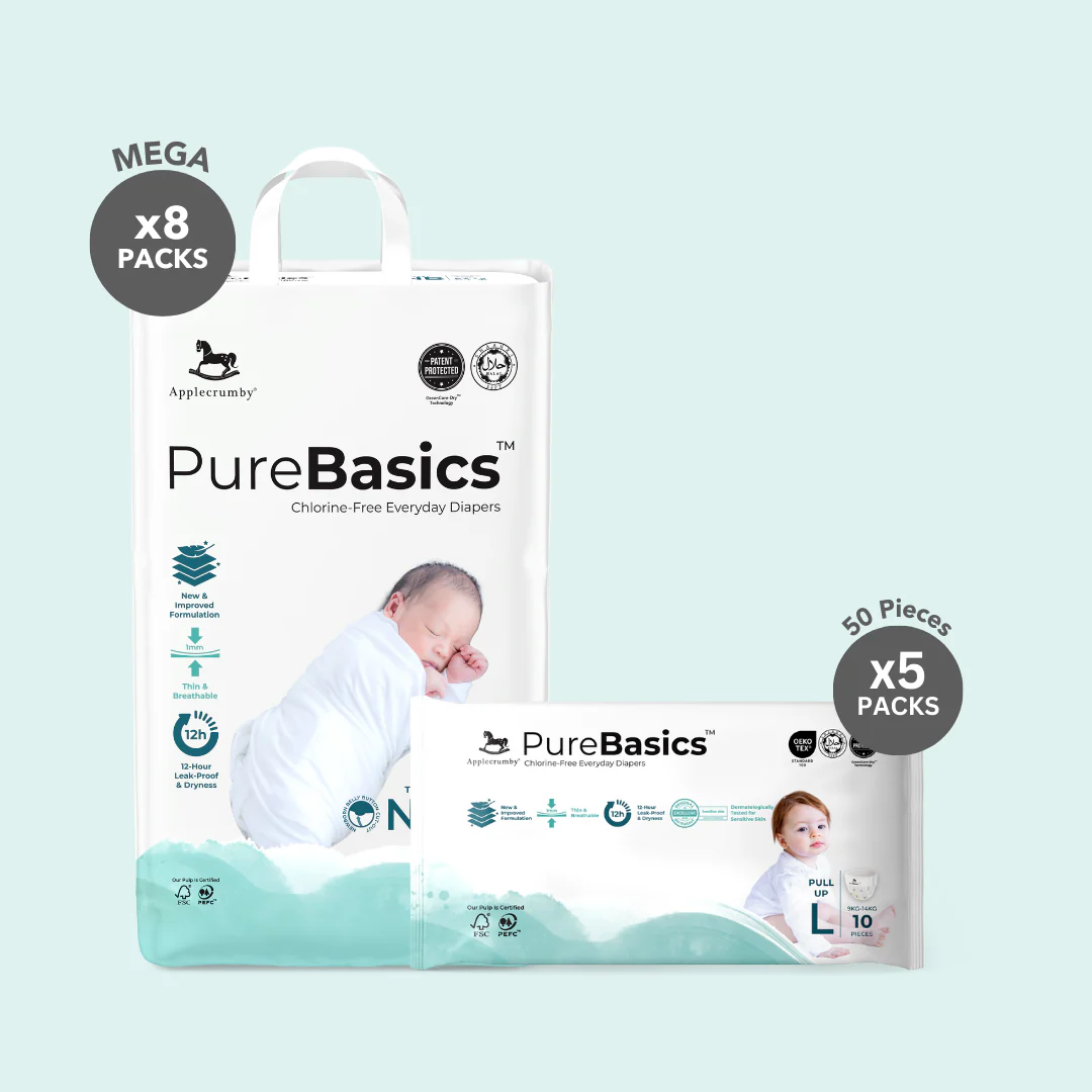 [8 PACKS] PureBasics Mega Diapers